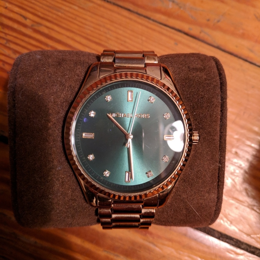 Michael Kors Gold-Tone Blake Glitz Green Dial Watc